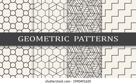 Set of geometric seamless patterns. Abstract geometric graphic design simple pattern. Seamless geometric lines pattern.