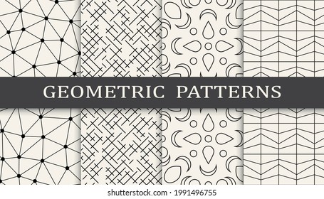 Set of geometric seamless patterns. Abstract geometric graphic design simple pattern. Seamless geometric lines pattern.