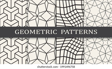 Satz geometrischer nahtloser Muster. Abstraktes geometrisches, einfaches Muster. Nahtlose geometrische Linienmuster.