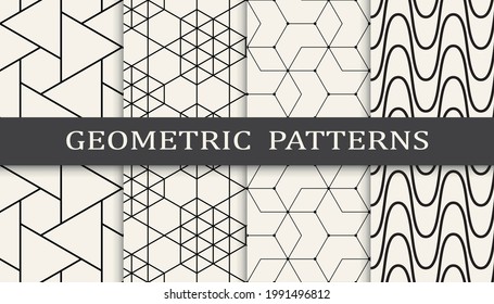 Set of geometric seamless patterns. Abstract geometric graphic design simple pattern. Seamless geometric lines pattern.