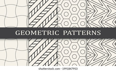 Set of geometric seamless patterns. Abstract geometric graphic design simple pattern. Seamless geometric lines pattern.