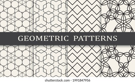 Set of geometric seamless patterns. Abstract geometric graphic design simple pattern. Seamless geometric lines pattern.