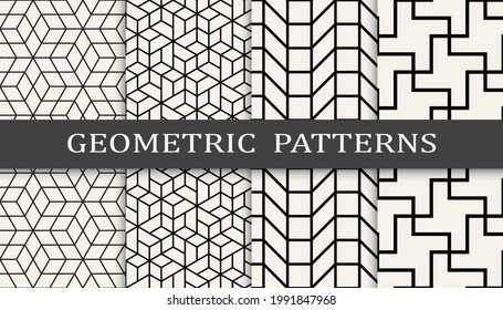 Set of geometric seamless patterns. Abstract geometric graphic design simple pattern. Seamless geometric lines pattern.