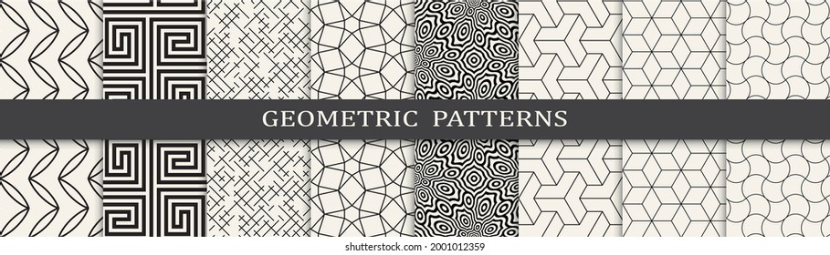 Set of geometric seamless patterns. Abstract geometric graphic design simple pattern. Seamless geometric lines pattern.