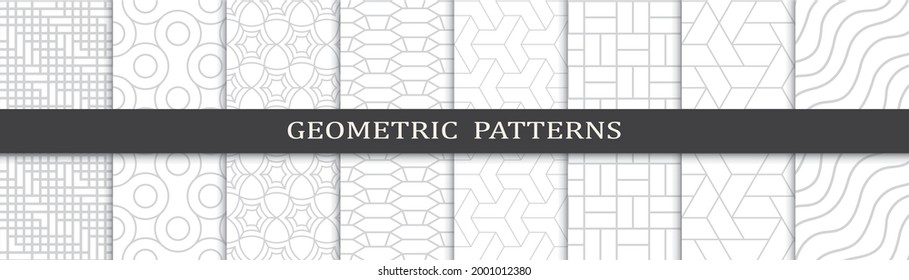 Set of geometric seamless patterns. Abstract geometric graphic design print pattern. Seamless geometric gray lines pattern.