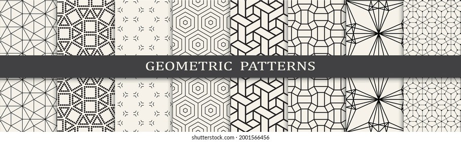 Set of geometric seamless patterns. Abstract geometric graphic design simple pattern. Seamless geometric lines pattern.