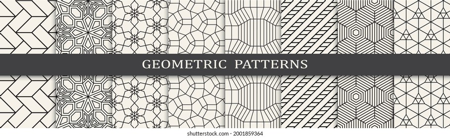 Set of geometric seamless patterns. Abstract geometric graphic design simple pattern. Seamless geometric lines pattern.