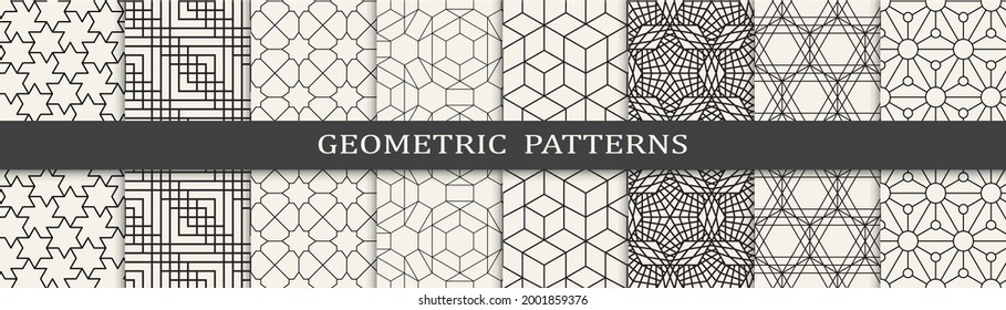 Set of geometric seamless patterns. Abstract geometric graphic design simple pattern. Seamless geometric lines pattern.