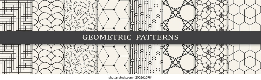 Set of geometric seamless patterns. Abstract geometric graphic design simple pattern. Seamless geometric lines pattern.