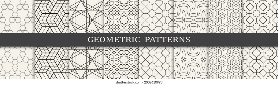 Set of geometric seamless patterns. Abstract geometric graphic design simple pattern. Seamless geometric lines pattern.
