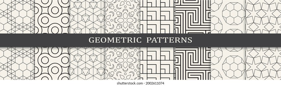Set of geometric seamless patterns. Abstract geometric graphic design simple pattern. Seamless geometric lines pattern.
