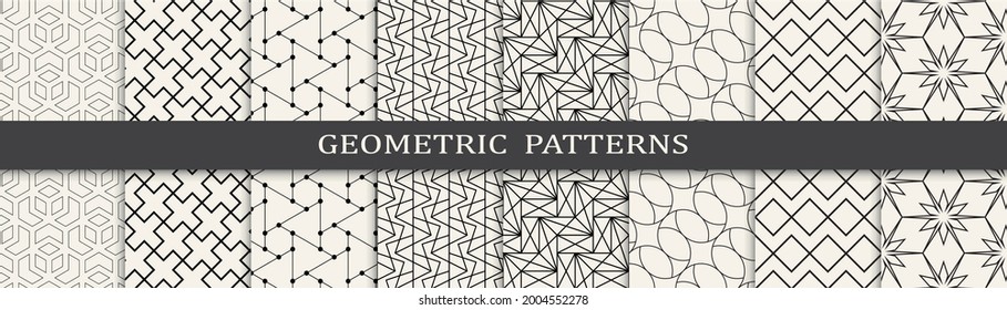 Set of geometric seamless patterns. Abstract geometric graphic design simple pattern. Seamless geometric lines pattern.