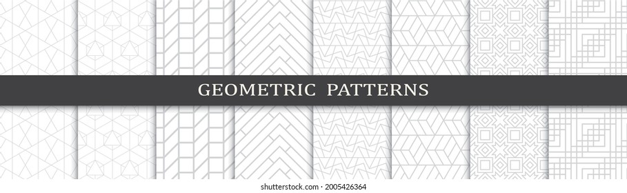 Set of geometric seamless patterns. Abstract geometric graphic design print pattern. Seamless geometric gray lines pattern.