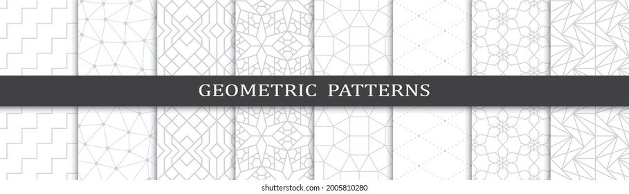 Set of geometric seamless patterns. Abstract geometric graphic design print pattern. Seamless geometric gray lines pattern.