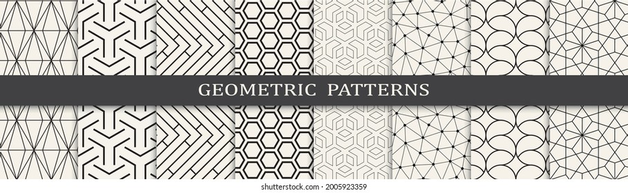 Set of geometric seamless patterns. Abstract geometric graphic design simple pattern. Seamless geometric lines pattern.