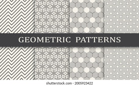 Set of geometric seamless patterns. Abstract geometric graphic design simple pattern. Seamless geometric lines pattern.
