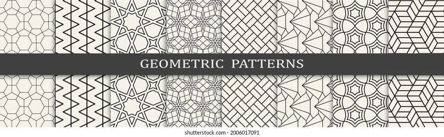 Set of geometric seamless patterns. Abstract geometric graphic design simple pattern. Seamless geometric lines pattern.