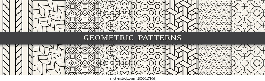 Set of geometric seamless patterns. Abstract geometric graphic design simple pattern. Seamless geometric lines pattern.