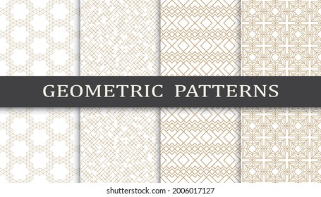 Set of geometric seamless patterns. Abstract geometric graphic design print pattern. Seamless geometric golden lines pattern.
