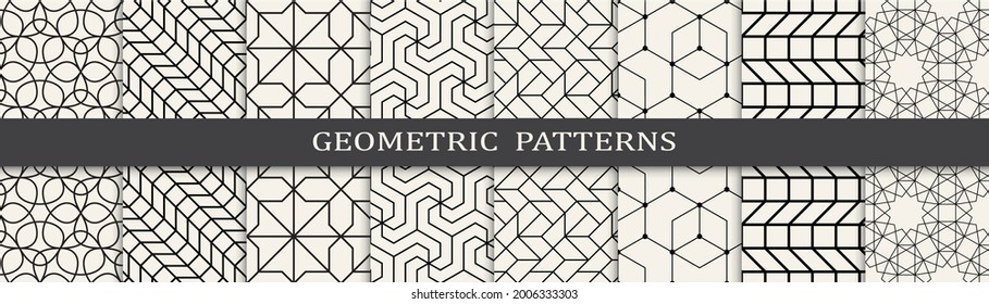 Set of geometric seamless patterns. Abstract geometric graphic design simple pattern. Seamless geometric lines pattern.