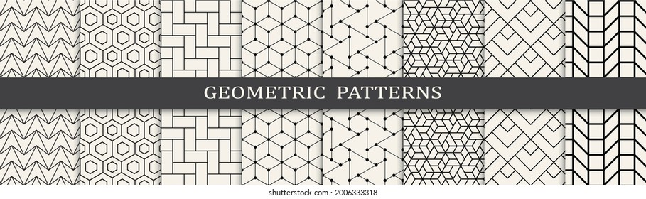 Set of geometric seamless patterns. Abstract geometric graphic design simple pattern. Seamless geometric lines pattern.
