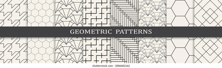 Set of geometric seamless patterns. Abstract geometric graphic design simple pattern. Seamless geometric lines pattern.
