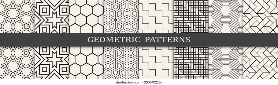 Set of geometric seamless patterns. Abstract geometric graphic design simple pattern. Seamless geometric lines pattern.