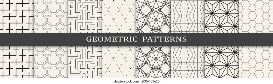 Set of geometric seamless patterns. Abstract geometric graphic design simple pattern. Seamless geometric lines pattern.