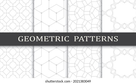 Set of geometric seamless patterns. Abstract geometric graphic design print pattern. Seamless geometric gray lines pattern.