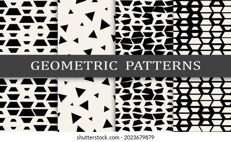 Set of geometric seamless patterns. Abstract geometric graphic design simple pattern. Seamless geometric halftone pattern.