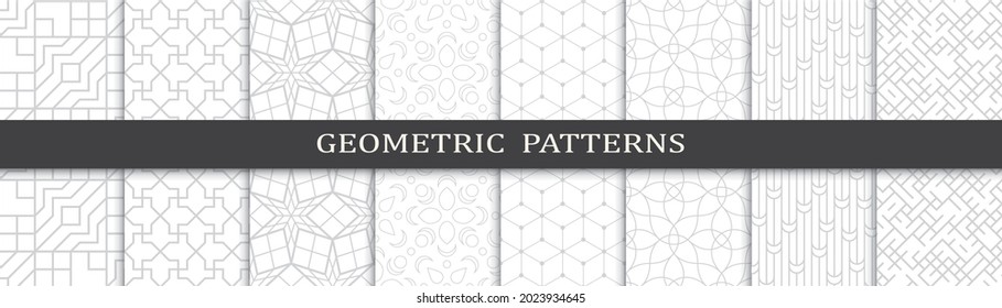 Set of geometric seamless patterns. Abstract geometric graphic design print pattern. Seamless geometric gray lines pattern.
