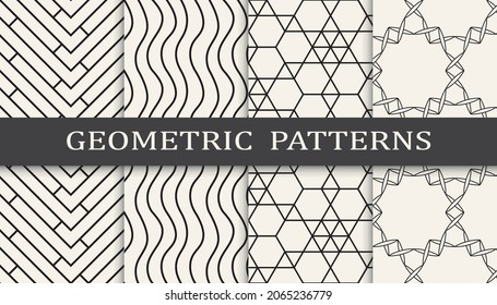 Set of geometric seamless patterns. Abstract geometric graphic design simple pattern. Seamless geometric lines pattern.