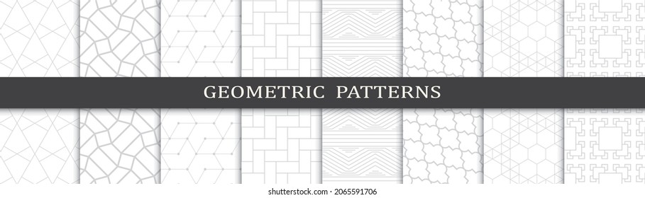 Set of geometric seamless patterns. Abstract geometric graphic design print pattern. Seamless geometric gray lines pattern.