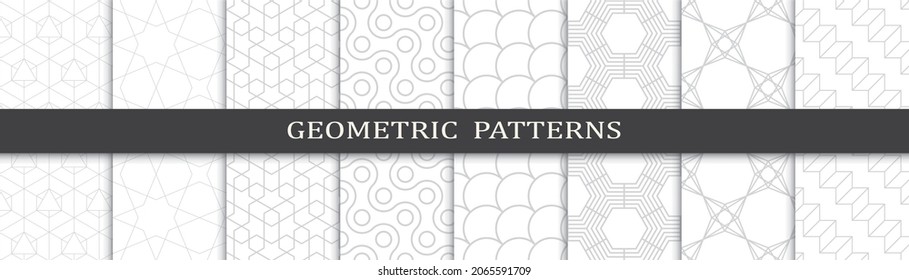 Set of geometric seamless patterns. Abstract geometric graphic design print pattern. Seamless geometric gray lines pattern.