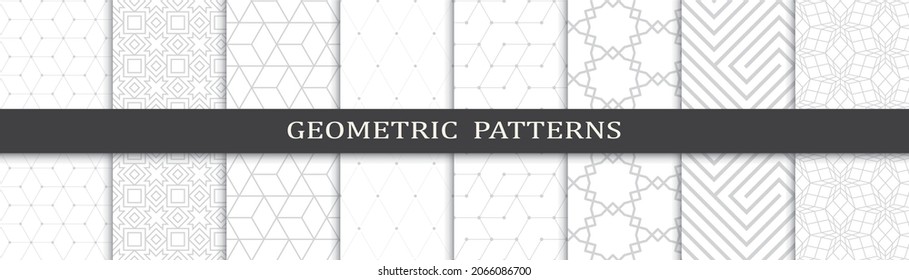 Set of geometric seamless patterns. Abstract geometric graphic design print pattern. Seamless geometric gray lines pattern.