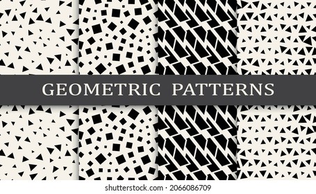 Set of geometric seamless patterns. Abstract geometric graphic design simple pattern. Seamless geometric halftone pattern.