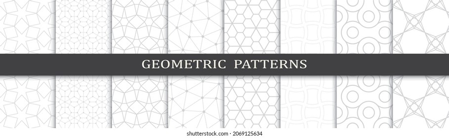 Set of geometric seamless patterns. Abstract geometric graphic design print pattern. Seamless geometric gray lines pattern.