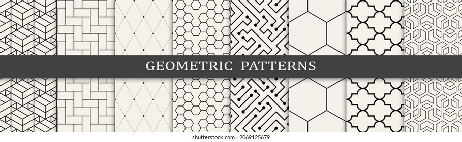Set of geometric seamless patterns. Abstract geometric graphic design simple pattern. Seamless geometric lines pattern.