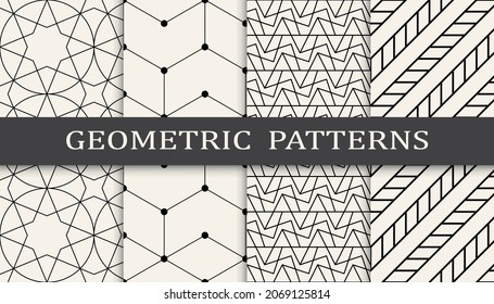 Set of geometric seamless patterns. Abstract geometric graphic design simple pattern. Seamless geometric lines pattern.