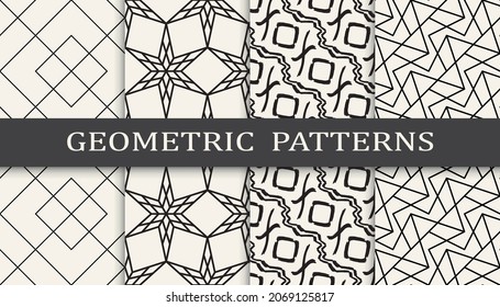 Set of geometric seamless patterns. Abstract geometric graphic design simple pattern. Seamless geometric lines pattern.