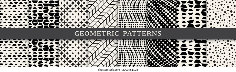 Set of geometric seamless patterns. Abstract geometric graphic design simple pattern. Seamless geometric lines pattern.