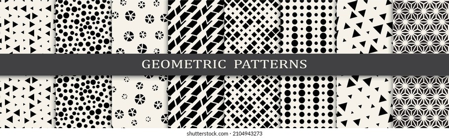 Set of geometric seamless patterns. Abstract geometric graphic design simple pattern. Seamless geometric lines pattern.