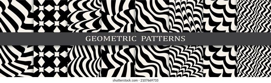 Set of geometric seamless patterns. Abstract geometric graphic design simple pattern. Seamless geometric lines pattern.