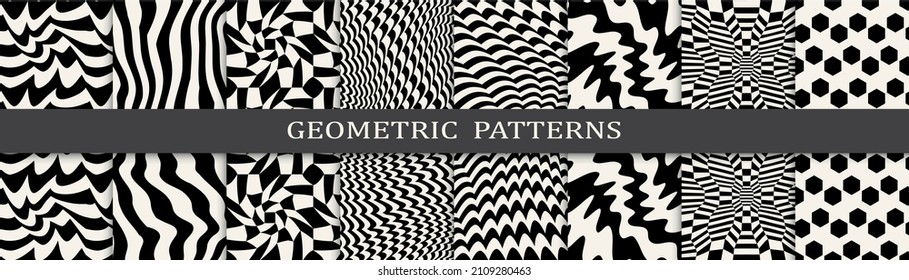 Set of geometric seamless patterns. Abstract geometric graphic design simple pattern. Seamless geometric lines pattern.
