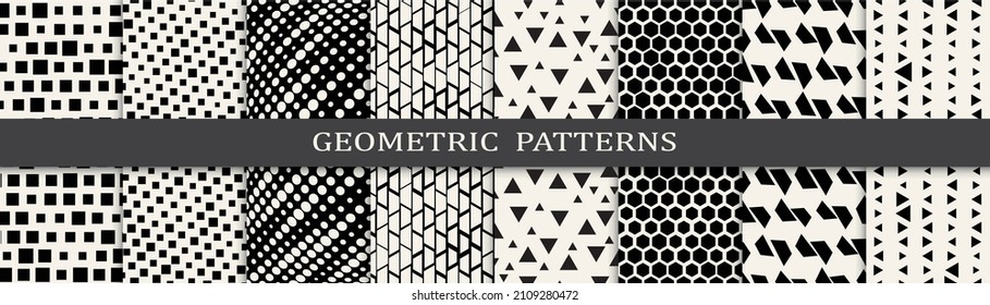 Set of geometric seamless patterns. Abstract geometric graphic design simple pattern. Seamless geometric lines pattern.