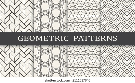 Set of geometric seamless patterns. Abstract geometric graphic design simple pattern. Seamless geometric lines pattern.