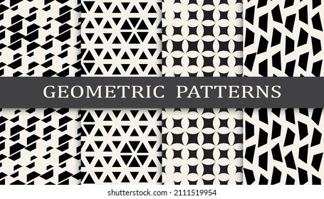 Set of geometric seamless patterns. Abstract geometric graphic design simple pattern. Seamless geometric lines pattern.