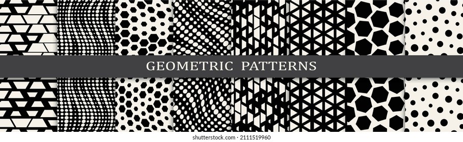 Set of geometric seamless patterns. Abstract geometric graphic design simple pattern. Seamless geometric lines pattern.