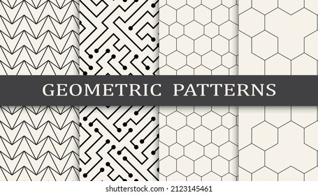 Set of geometric seamless patterns. Abstract geometric graphic design simple pattern. Seamless geometric lines pattern.