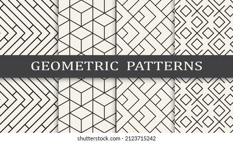 Set of geometric seamless patterns. Abstract geometric graphic design simple pattern. Seamless geometric lines pattern.